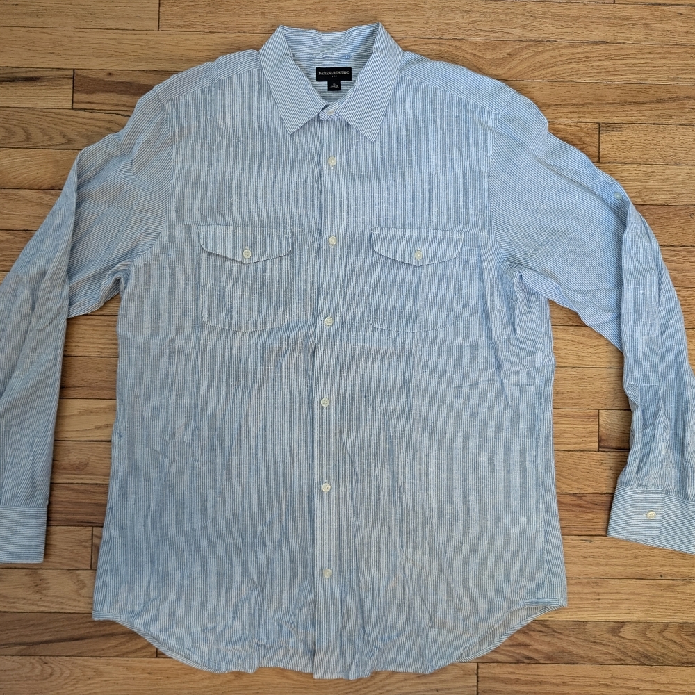 Banana Republic Light Blue Striped Casual Shirt